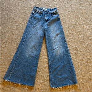 Frame Denim Classic Blue Flare Jeans la Palazzo Crop